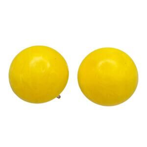 Earrings Hong Kong Dome Yellow Resin Plastic Vintage Retro Style Clip On SKU3170